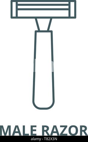 Männliche razor Vektor Symbol Leitung, lineare Konzept erläutern, Zeichen, Symbol Stock Vektor