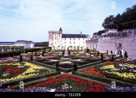 Die Gartenanlagen des Schlosses von Villandry. Das Tal der Loire. Frankreich Stockfoto