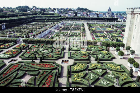 Die Gartenanlagen des Schlosses von Villandry. Das Tal der Loire. Frankreich Stockfoto