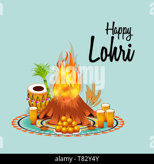 Vector Illustration eines Hintergrund für Happy Lohri. Stockfoto