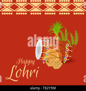 Vector Illustration eines Hintergrund für Happy Lohri. Stockfoto