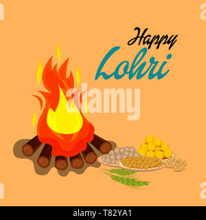 Vector Illustration eines Hintergrund für Happy Lohri. Stockfoto