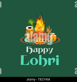 Vector Illustration eines Hintergrund für Happy Lohri. Stockfoto