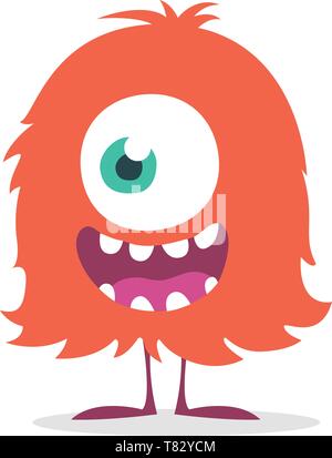 Cartoon Happy Monster mit großen Mund Lachen. Vector Illustration der Roten monster Charakter. Halloween Design Stock Vektor