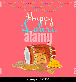 Vector Illustration eines Hintergrund für Happy Lohri. Stockfoto
