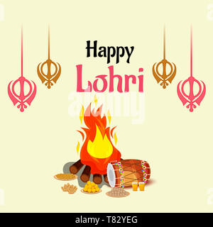 Vector Illustration eines Hintergrund für Happy Lohri. Stockfoto
