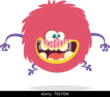 Cartoon Happy Monster mit großen Mund Lachen. Vector Illustration der Roten monster Charakter. Halloween Design Stock Vektor