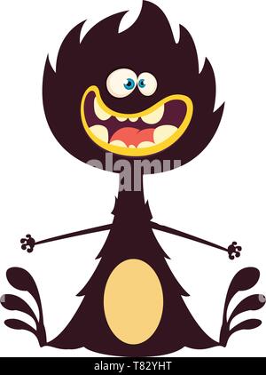 Wütend cartoon Dragon. Vektor Halloween schwarze Monster Abbildung. Stock Vektor