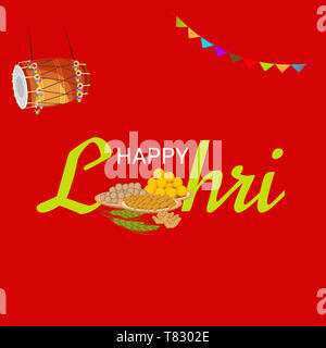 Vector Illustration eines Hintergrund für Happy Lohri. Stockfoto