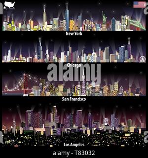 Abstract vector Illustrationen von United States Skylines Stock Vektor