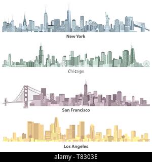 Abstract vector Illustrationen von United States Skylines Stock Vektor