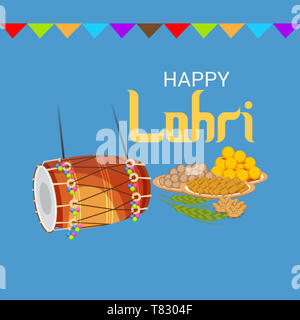 Vector Illustration eines Hintergrund für Happy Lohri. Stockfoto