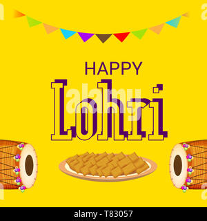 Vector Illustration eines Hintergrund für Happy Lohri. Stockfoto