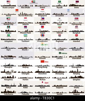 Vektor Silhouetten der asiatischen Städten skylines Stock Vektor