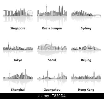Vector Illustration des asiatischen Städten skylines Stock Vektor
