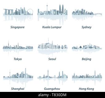 Vector Illustration des asiatischen Städten skylines Stock Vektor