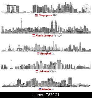 Vektorgrafiken von asiatischen Städten skylines Stock Vektor