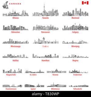 Vektor Kanadischen größten Städte und Staaten, hauptstädten Skylines Stock Vektor