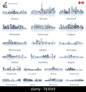 Vektor Kanadischen größten Städte und Staaten, hauptstädten Skylines Stock Vektor