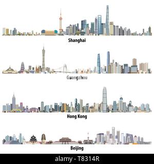 Vektorgrafiken von Shanghai, Hongkong, Guangzhou und Beijing skylines Stock Vektor