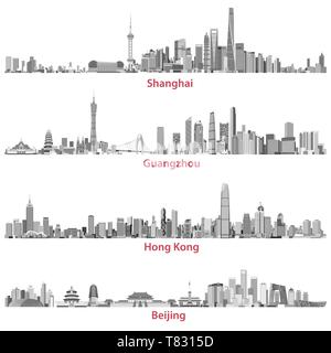 Vektorgrafiken von Shanghai, Hongkong, Guangzhou und Beijing skylines Stock Vektor