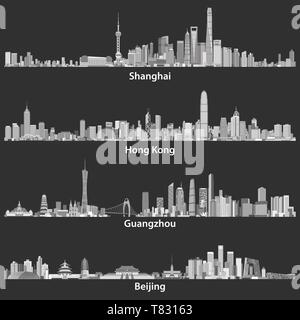 Vektorgrafiken von Shanghai, Hongkong, Guangzhou und Beijing skylines Stock Vektor