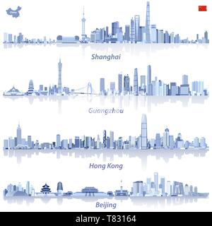 Vektorgrafiken von Shanghai, Hongkong, Guangzhou und Beijing skylines Stock Vektor