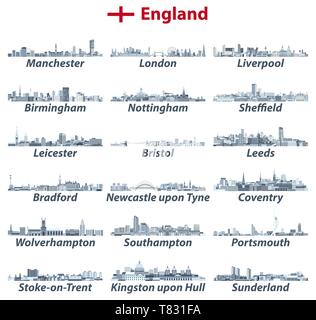 England Städte isoliert Skylines. Vector Illustration Stock Vektor