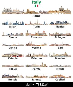 Italien Städte Städte Skylines Vector Illustration Stock Vektor