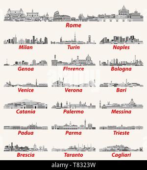 Italien Städte Städte Skylines Vector Illustration Stock Vektor