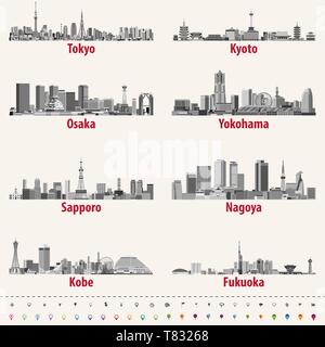 Abbildung: japanische Städte Skylines Stock Vektor