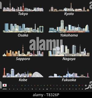 Abbildung: japanische Städte Skylines Stock Vektor