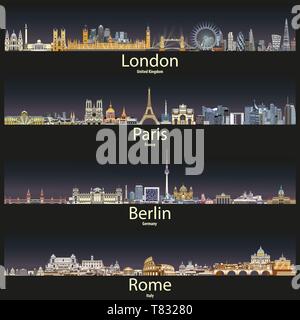 Vektor skylines von London, Paris, Berlin und Rom Stock Vektor