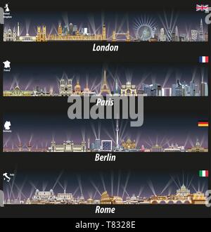 Vektor skylines von London, Paris, Berlin und Rom Stock Vektor