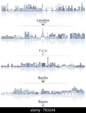 Vektor skylines von London, Paris, Berlin und Rom Stock Vektor