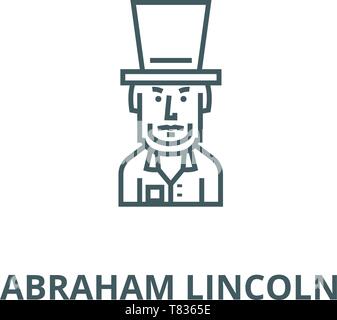 Präsident usa, Abraham Lincoln vektor Symbol Leitung, lineare Konzept erläutern, Zeichen, Symbol Stock Vektor