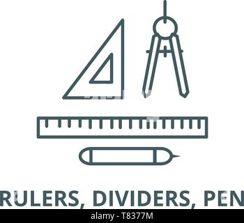 Lineale, Trennwände, pen Vektor Symbol Leitung, lineare Konzept erläutern, Zeichen, Symbol Stock Vektor