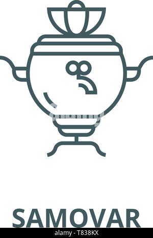 Samowar vektor Symbol Leitung, lineare Konzept erläutern, Zeichen, Symbol Stock Vektor