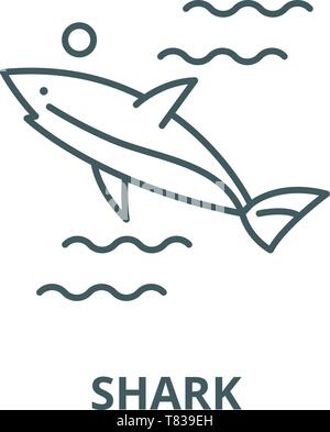 Shark vektor Symbol Leitung, lineare Konzept erläutern, Zeichen, Symbol Stock Vektor