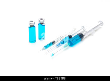 Impfstoff gegen Grippe, Hepatitis A, B, HPV, Polio, Tollwut, Röteln, Mumps, measless Vaccine Vaccine drug Schuß medizinisches Konzept Stockfoto