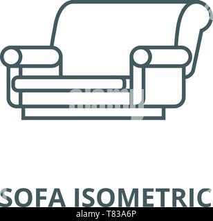 Sofa isometrische Vektor Symbol Leitung, lineare Konzept erläutern, Zeichen, Symbol Stock Vektor