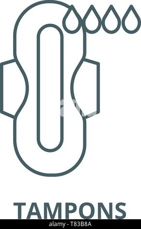 Tampons, Komprimieren, Menstruation vektor Symbol Leitung, lineare Konzept erläutern, Zeichen, Symbol Stock Vektor