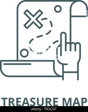 Schatzkarte vektor Symbol Leitung, lineare Konzept erläutern, Zeichen, Symbol Stock Vektor