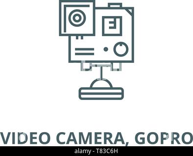 Video Kamera gopro Vektor Symbol Leitung, lineare Konzept erläutern, Zeichen, Symbol Stock Vektor
