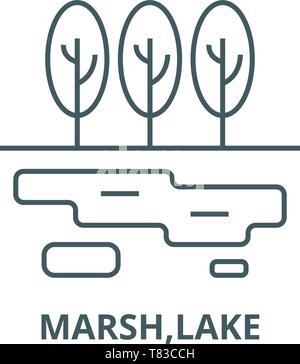 Marsh, See vektor Symbol Leitung, lineare Konzept erläutern, Zeichen, Symbol Stock Vektor