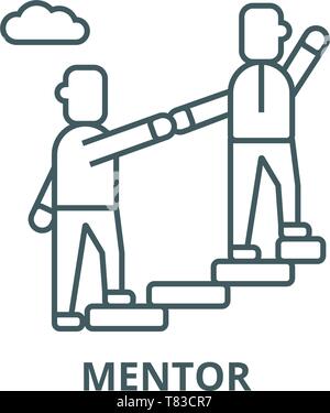 Mentor, Unterstützung, Mentoring, wenn das Ziel vektor Symbol Leitung, lineare Konzept erläutern, Zeichen, Symbol Stock Vektor