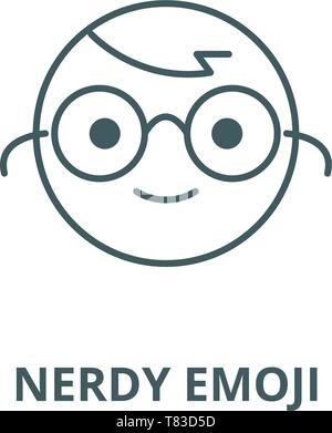 Nerdy emoji Vektor Symbol Leitung, lineare Konzept erläutern, Zeichen, Symbol Stock Vektor