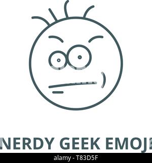 Nerdy geek emoji Vektor Symbol Leitung, lineare Konzept erläutern, Zeichen, Symbol Stock Vektor