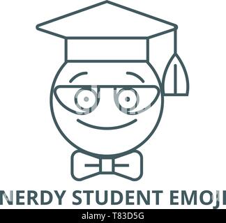 Nerdy student emoji Vektor Symbol Leitung, lineare Konzept erläutern, Zeichen, Symbol Stock Vektor