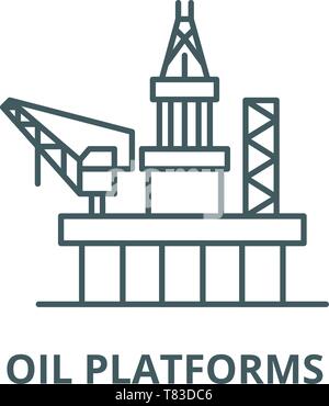 Ölplattformen vektor Symbol Leitung, lineare Konzept erläutern, Zeichen, Symbol Stock Vektor